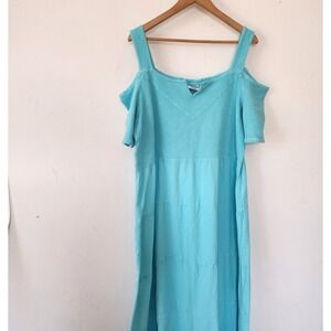 Womens Cottonseed Wear Blue Maxi Dress Cold Shoulder XL 100% Cotton